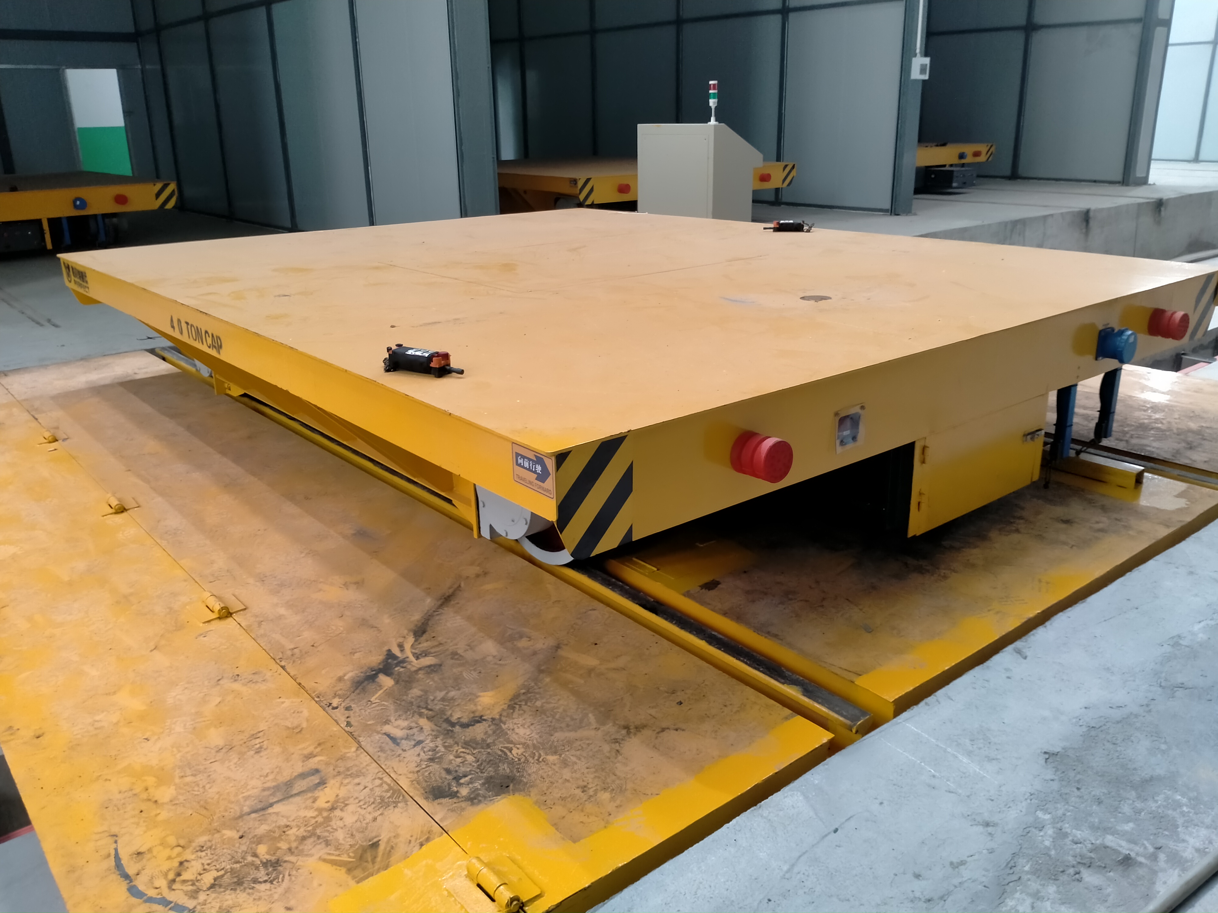 Sliding Power Line Mother–Child Material Transfer Cart